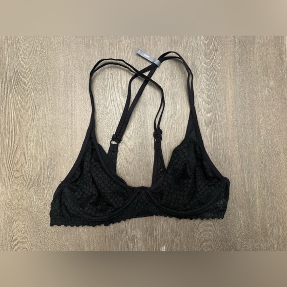 NWOT AWRIE BLACK LACE STRAPPY HALTER BRA - Size 36C SKU:226